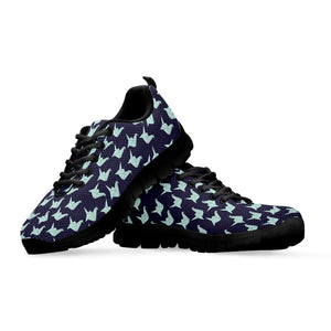 Blue Origami Crane Pattern Print Black Running Shoes