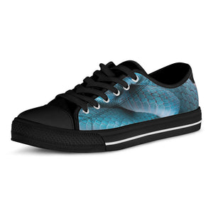 Blue Pit Viper Snake Print Black Low Top Sneakers