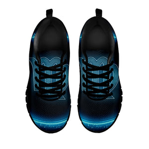 Blue Virgo Zodiac Sign Print Black Running Shoes