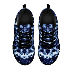 Blue Winter Mandala Print Black Running Shoes