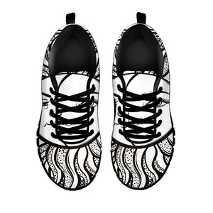 Bohemian Celestial Sun And Moon Print Black Running Shoes