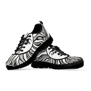 Bohemian Celestial Sun And Moon Print Black Running Shoes