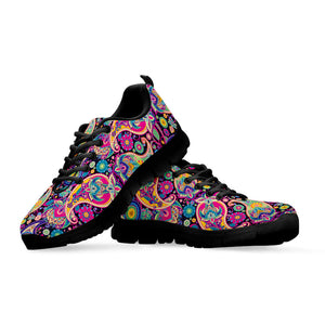 Bohemian Paisley Pattern Print Black Running Shoes