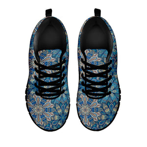 Boho Chic Mandala Floral Print Black Running Shoes