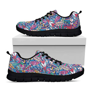 Boho Feather Pattern Print Black Running Shoes