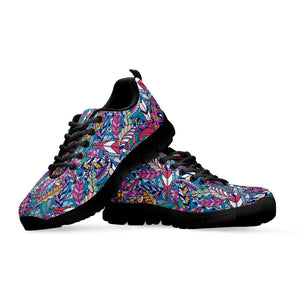 Boho Feather Pattern Print Black Running Shoes