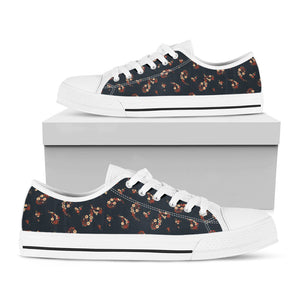 Boho Paisley Flower Pattern Print White Low Top Sneakers