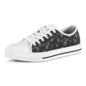 Boho Paisley Flower Pattern Print White Low Top Sneakers