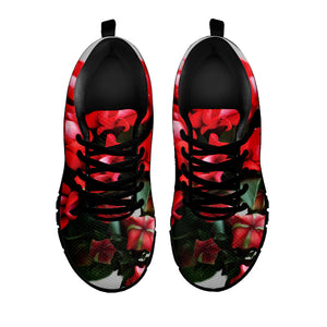 Bouvardia Flower Print Black Running Shoes