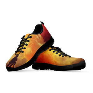 Brave Firefighter With Axe Print Black Running Shoes