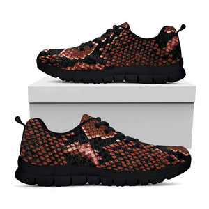 Brick Red Python Snakeskin Print Black Running Shoes