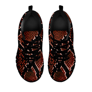 Brick Red Python Snakeskin Print Black Running Shoes