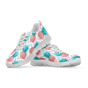 Bright Zig Zag Pineapple Pattern Print White Running Shoes