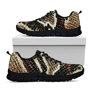 Brown And Black Snakeskin Print Black Running Shoes