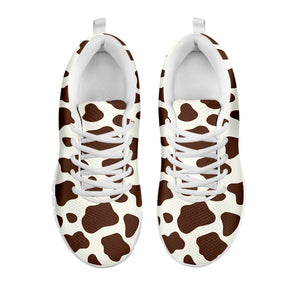 Brown And White Cow Print White Running Shoes