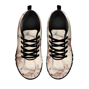 Brown Beige Marble Print Black Running Shoes