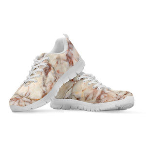Brown Beige Marble Print White Running Shoes
