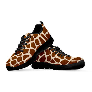 Brown Giraffe Pattern Print Black Running Shoes