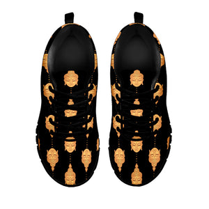 Buddha Pattern Print Black Running Shoes