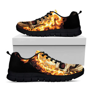 Burning Skull Print Black Running Shoes