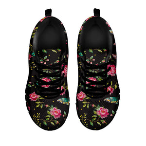 Butterfly And Flower Pattern Print Black Running Shoes
