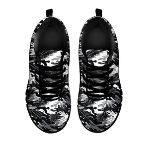 Camouflage Dazzle Wings Pattern Print Black Running Shoes