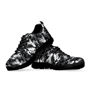 Camouflage Dazzle Wings Pattern Print Black Running Shoes