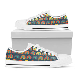 Camping Van Pattern Print White Low Top Sneakers