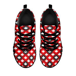 Canada Maple Leaf Pattern Print Black Running Shoes