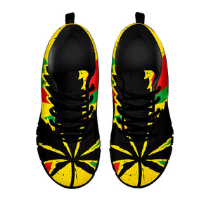 Cannabis Rasta Print Black Running Shoes
