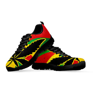 Cannabis Rasta Print Black Running Shoes