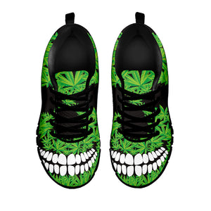 Cannabis Skull Print Black Running Shoes