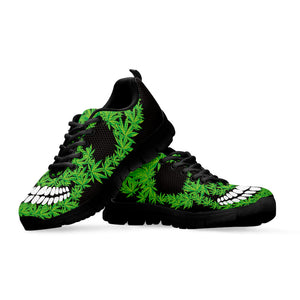 Cannabis Skull Print Black Running Shoes