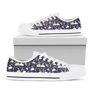 Carrot And Rabbit Pattern Print White Low Top Sneakers