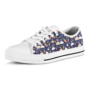 Carrot And Rabbit Pattern Print White Low Top Sneakers