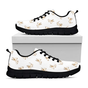 Cartoon Bull Terrier Pattern Print Black Running Shoes