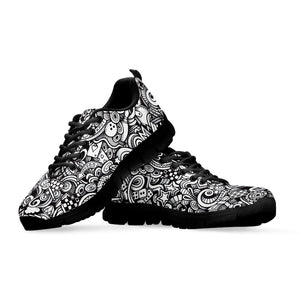 Cartoon Casino Card Pattern Print Black Running Shoes