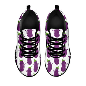 Cartoon Eggplant Pattern Print Black Running Shoes