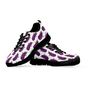 Cartoon Eggplant Pattern Print Black Running Shoes