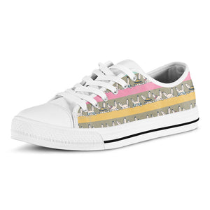 Cartoon Rabbit Pattern Print White Low Top Sneakers