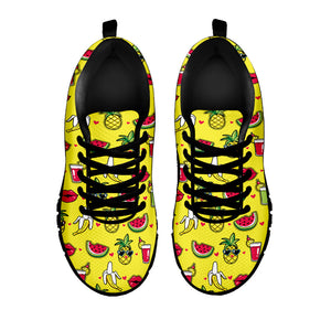 Cartoon Tropical Pattern Print Black Running Shoes