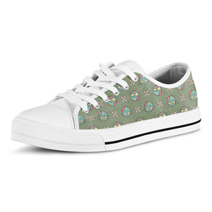Cartoon Zombie Pattern Print White Low Top Sneakers