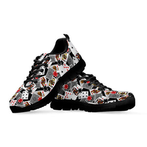 Casino Card And Chip Pattern Print Black Running Shoes