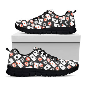 Casino Chip And Card Pattern Print Black Running Shoes
