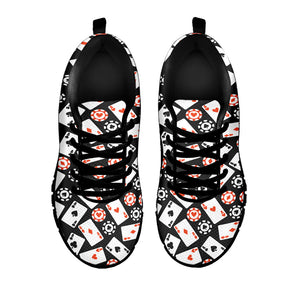Casino Chip And Card Pattern Print Black Running Shoes