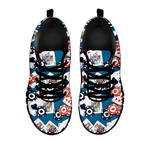 Casino Poker Pattern Print Black Running Shoes