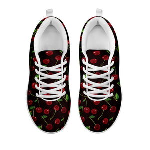 Cherry Fruit Pattern Print White Running Shoes