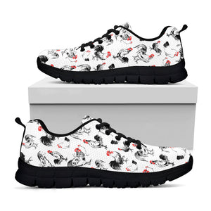 Chicken Ink Painting Pattern Print Black Running Shoes