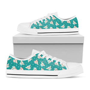 Chihuahua Puppy Pattern Print White Low Top Sneakers