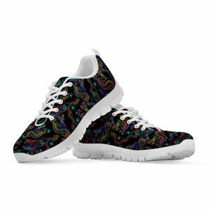 Chinese Dragon Pattern Print White Running Shoes
